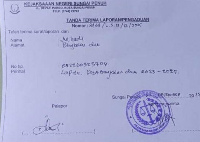 Perangkat Desa di Kerinci Laporkan Kades, Terkait Dugaan SPJ Fiktif 2025
