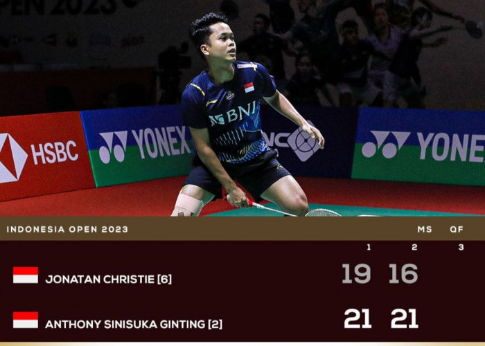 Taklukan Jonatan Christie, Antohny Ginting Melaju Ke Babak Semifinal Indonesia Open 2023
