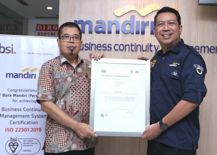 Raih ISO 22301, Bank Mandiri Pastikan Kehandalan Operasional Bisnis Berstandar Internasional dan Prinsip ESG  