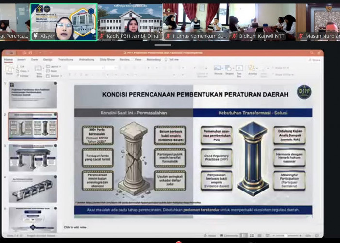 Uji Petik Pedoman Pembinaan Perda, Kanwil Kemenkum Jambi Bahas Penguatan Peran Kantor Wilayah