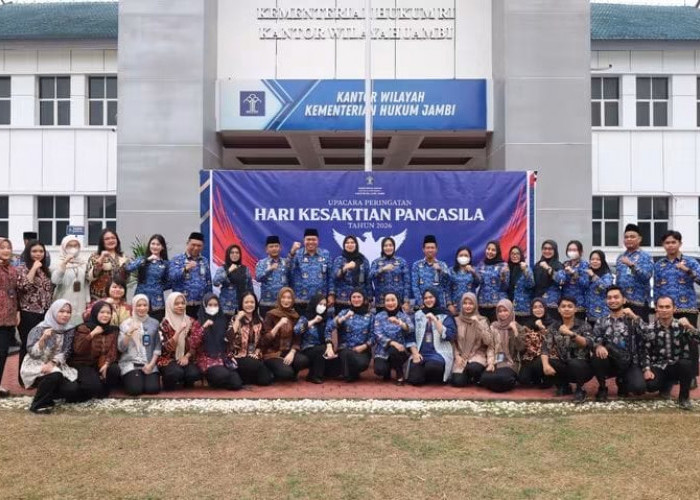 Peringati Upacara Hari Kesaktian Pancasila Tahun 2026, Wujud Dedikasi ASN Kanwil Kemenkum Jambi 