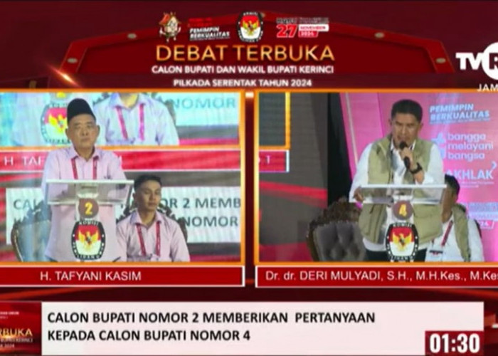 Debat Calon Bupati Kerinci, Deri dan Tafyani Saling Puji Saat Segmen Tanya Jawab