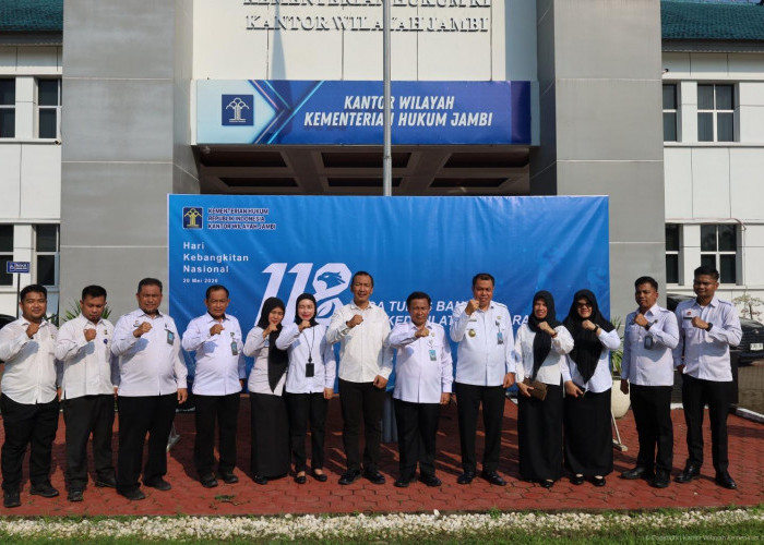 Usung Tema “ Jaga Tunas Bangsa Demi Kedaulatan Negara”, Kanwil Kemenkum Jambi Gelar Upacara Harkitnas 2026