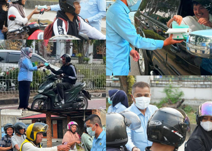 Perumda Tirta Mayang Bagikan Masker di Tengah Kualitas Udara Kota Jambi Memburuk