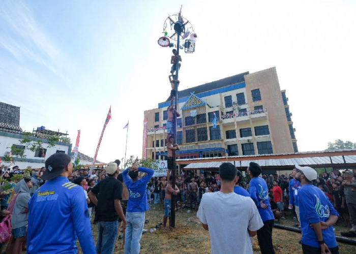 Semarakkan HUT RI dan Hari Jadi Tanjab Barat, 31 Batang Panjat Pinang Jadi Simbol Gotong Royong Warga