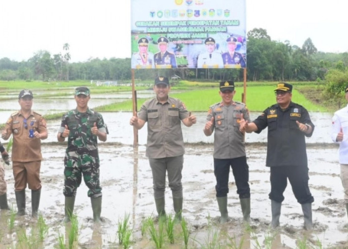 Bupati H M Syukur dan Forkopimda Tanam Padi Sawah Serentak
