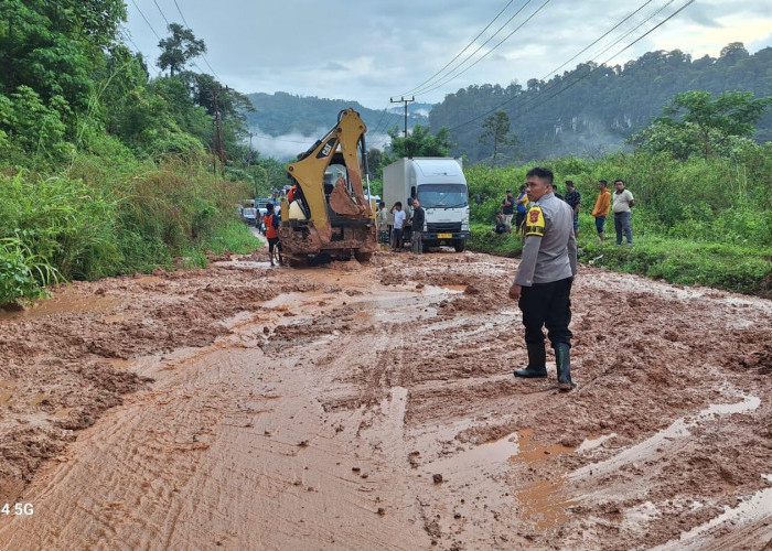 Longsor Tutupi Jalan Lintas Kerinci- Bangko, Polda Jambi Imbau Masyarakat Waspada Longsor Susulan