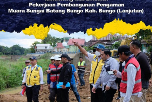 BWS Sumatera VI Kembali Lakukan Monev Lanjutan Pekerjaan Pembangunan Pengaman Muara Sungai Batang Bungo