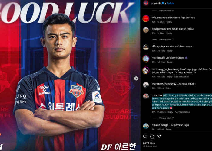 Suwon FC Resmi Ucap ‘Goodbye’ ke Arhan Pratama