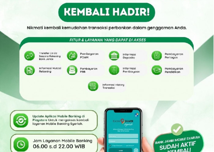 # Mobile Banking Bank Jambi Syariah Kembali Hadir, Permudah Akses Layanan Perbankan Digital