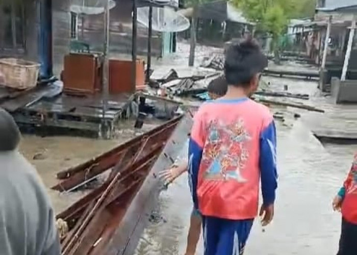 Puluhan Rumah Warga 3 Desa di Tanjabtim Rusak Dihantam Gelombang Tinggi