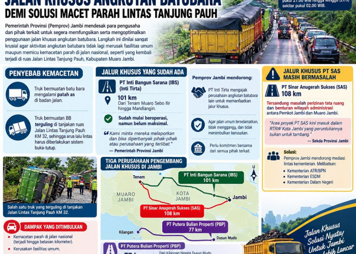 Segera Fungsikan Jalan Khusus Angkutan Batubara demi Solusi Macet Parah Lintas Tanjung Pauh