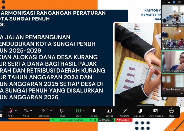 Bahas Peta Jalan Kependudukan dan Dana Desa, Kanwil Kemenkum Jambi Gelar Harmonisasi Raperwal Kota SungaiPenuh