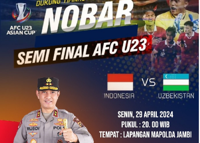 Polda Jambi Gelar Nobar Semifinal Piala Asia U-23 Indonesia vs Uzbekistan 