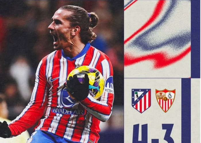 Dramatis! Atletico Madrid Sikat Sevilla 4-3, Langsung Tempel Ketat Real Madrid