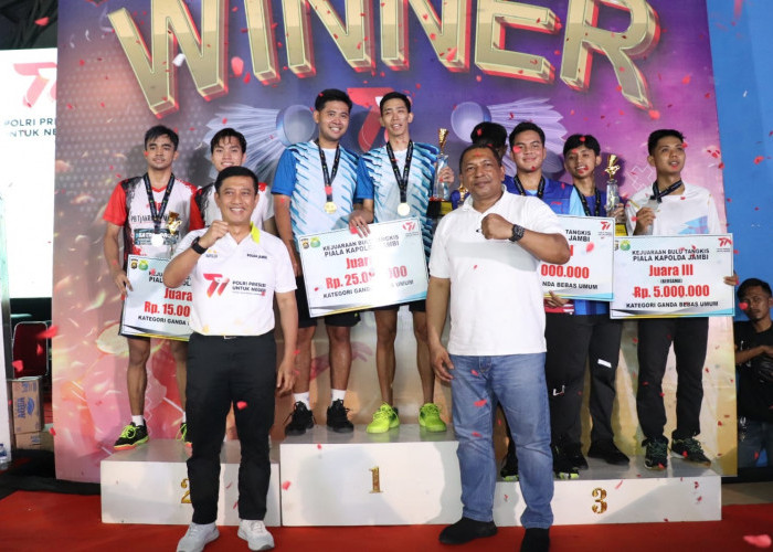 Kapolda Jambi Tutup Kejuaraan Badminton Piala Kapolda Tahun 2023, Ini Nama yang Meraih Juara