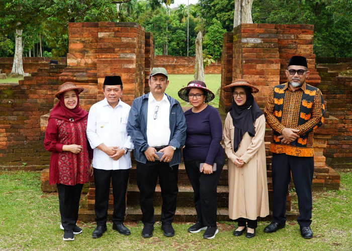 Gubernur Al Haris Dampingi Menteri Bappenas Tinjau Pembangunan Proyek Museum KBCN di Candi Muaro Jambi 