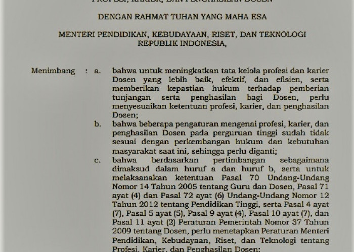 Terbaru! Kemendikbudristek Terbitkan Peraturan Menteri terkait Profesi, Karier, dan Penghasilan Dosen