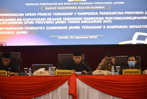 DPRD Gelar Paripurna Pandangan Umum Fraksi, Terhadap 7 Ranperda Pemerintah Provinsi Jambi