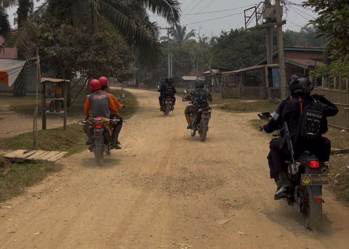 Pantau Karhutla, Satbrimob Polda Jambi Bersama Instansi Terkait Patroli Kawasan Konservasi Gajah 