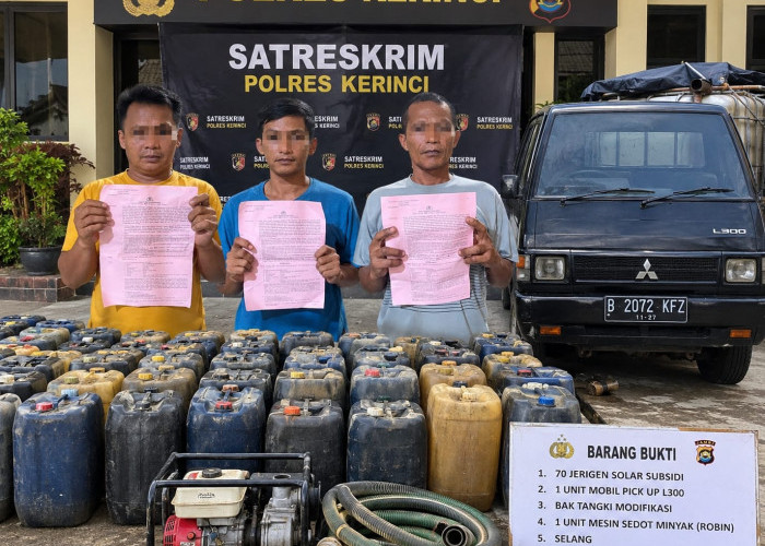 Polres Kerinci Bongkar Dugaan Penyelewengan Solar Subsidi, Tiga Orang Ditangkap dan 70 Jerigen Disita