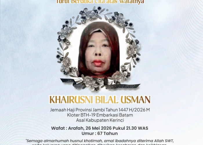 Jemaah Haji Asal Kerinci Khairusni Bilal Usman Wafat di Tenda Arafah, Total 2 Jemaah Jambi Telah Berpulang