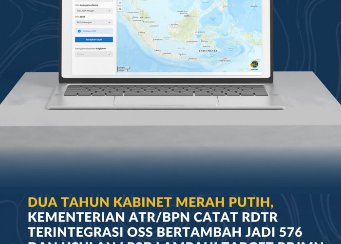 Dua Tahun Kabinet Merah Putih, Kementerian ATR/BPN Catat RDTR Terintegrasi OSS Bertambah Jadi 576