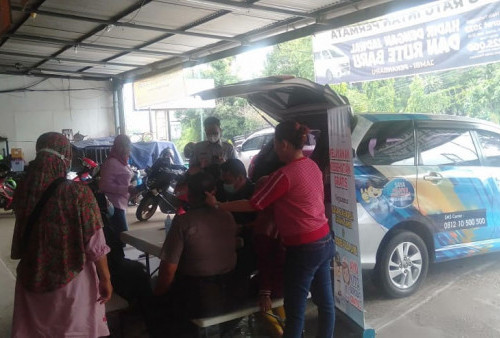 Giat Pelayanan Kesehatan MUKL Jasa Raharja Jambi di Loket Keberangkatan PO Ratu Intan
