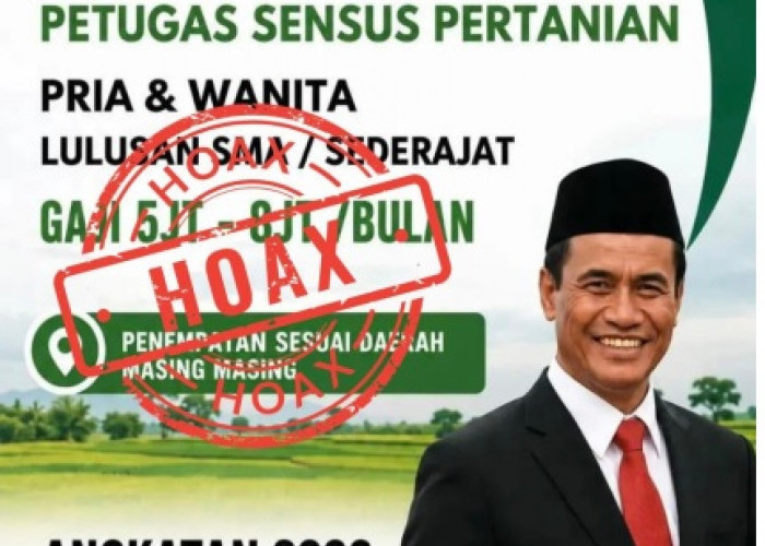 Catut Nama Mentan Amran, Lowongan Kerja Sensus Pertanian 2026 Dipastikan Hoaks