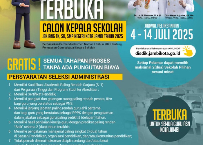 Guru PPPK Bisa Daftar, Seleksi Kepala Sekolah di Kota Jambi Dibuka