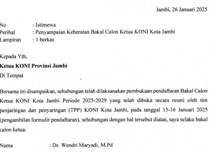 PARAH! Penjaringan Ketua KONI Kota Jambi Diduga Ada Kecurangan, Ini Terungkap dari Salah Satu Bakal Calon