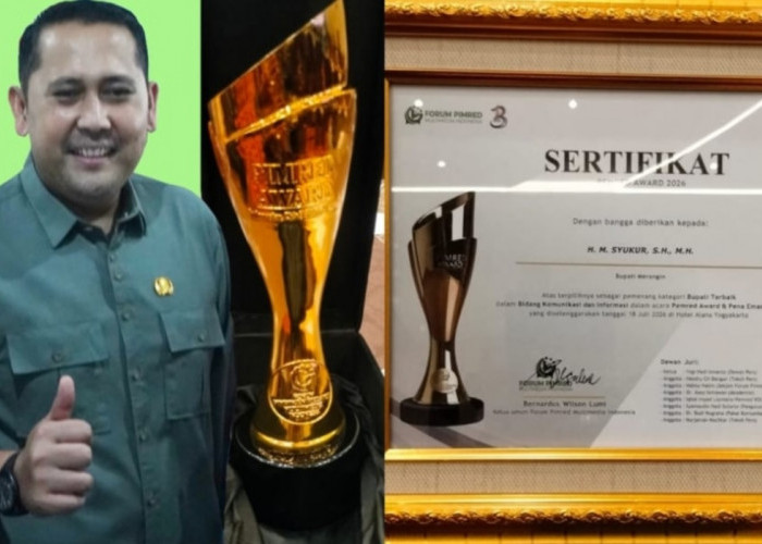 Bupati M Syukur Raih Penghargaan Bupati Terbaik Bidang Komunikasi dan Informasi di Pemred Award 2026