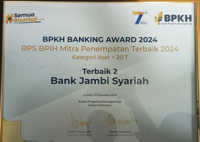 Bank Jambi Syariah Raih Terbaik 2 dalam Anual Meeting dan BPKH Banking Award 2024