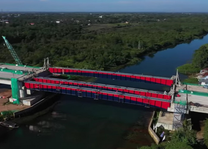 Pertama di Indonesia Jembatan Kramasan Dibangun Tanpa Sentuh Sungai, Tol Kapal Betung Canggih Nian