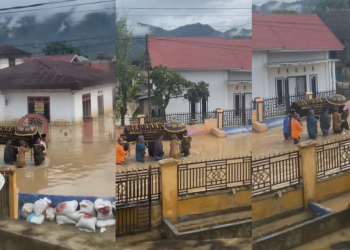 Banjir di Kerinci Kian Menyayat Hati, Tandu Jenazah Terpaksa Digotong Dalam Genangan Air