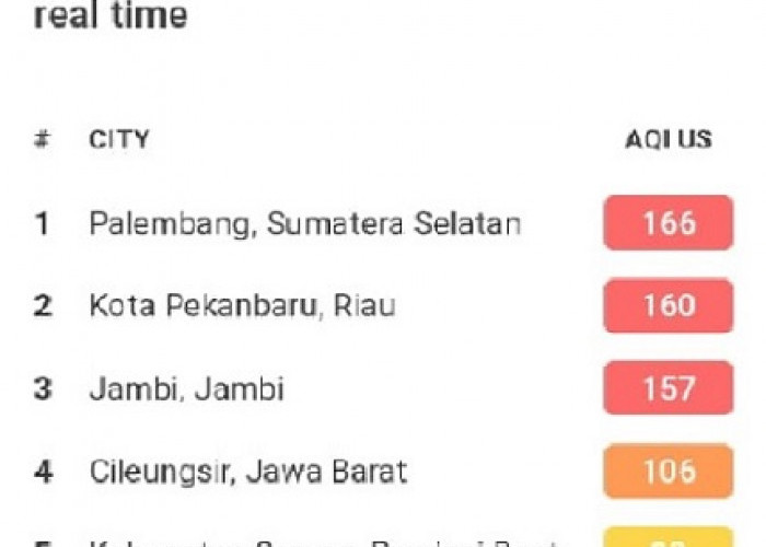  Kualitas Udara di Kota Jambi Makin Parah, Duduki Peringkat Tiga Terburuk di Indonesia