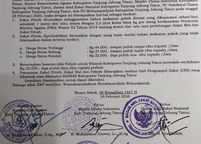 Zakat Fitrah Tanjabtim 2026 Resmi Ditetapkan