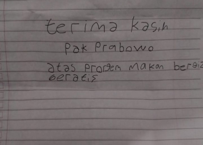 Tulus Dari Hati ! Siswa di Jambi Beri Surat Untuk Presiden Prabowo : Terimakasih Atas Program MBG