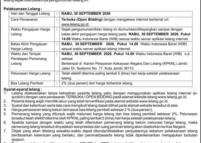 PENGUMUMAN KEDUALELANG EKSEKUSI HAK TANGGUNGAN BNI Debitur Atas Nama EVA SISSEL SIAHAAN