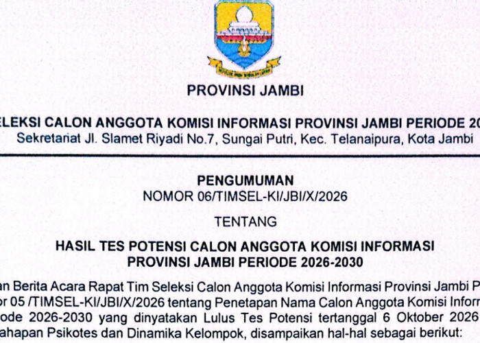 Ini Daftar 78 Nama Calon Anggota KI Jambi Periode 2026-2030 yang Lolos Tes Potensi