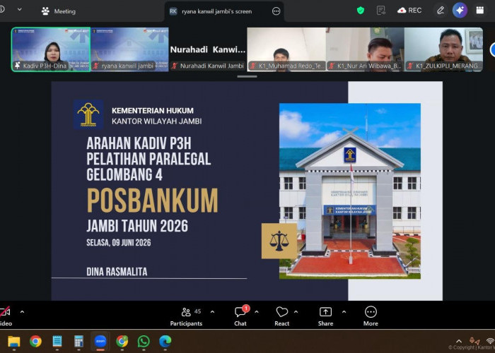 Pelatihan Paralegal Gelombang IV Dimulai, Kanwil Kemenkum Jambi Dorong Akses Keadilan Masyarakat