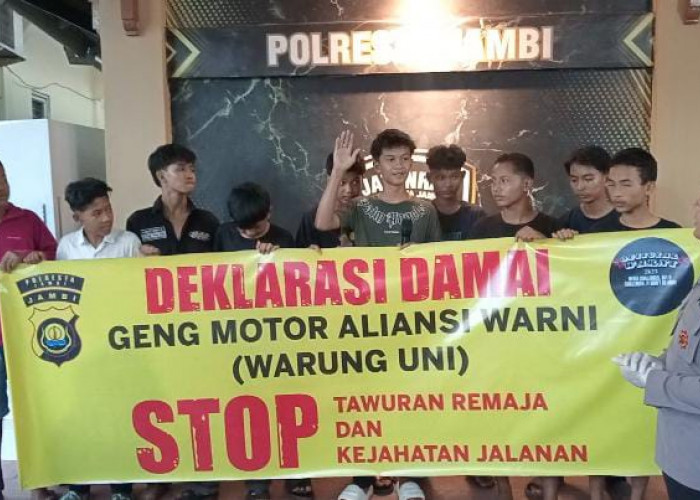 Kelompok berandalan bermotor 'Warung Uni' di Jambi Serahkan Diri dan Deklarasi Damai di Polresta