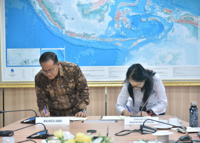 Optimalkan Peran Data dan Informasi, Pemkot Jambi Teken Nota Kesepahaman Dengan Badan Informasi Geospasial 