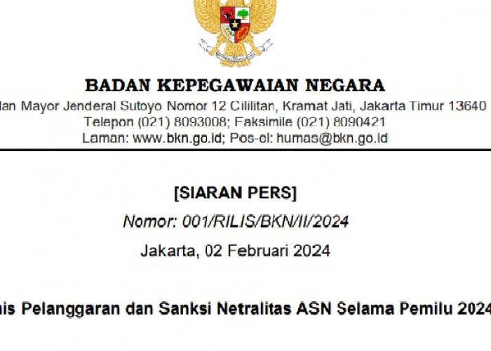 Hingga 31 Januari 2024 Pelanggaran Netralitas ASN di Pemilu 2024 Sebanyak 47 Laporan, Ini Sanksinya 