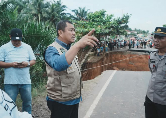 Tinjau Jalan Putus, Bupati Mashuri Berharap Perbaikan Secepatnya Dilakukan