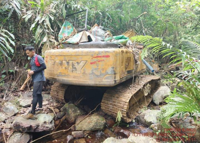 Razia PETI, Satu Unit Excavator Kembali Diamankan di Sungai Telang