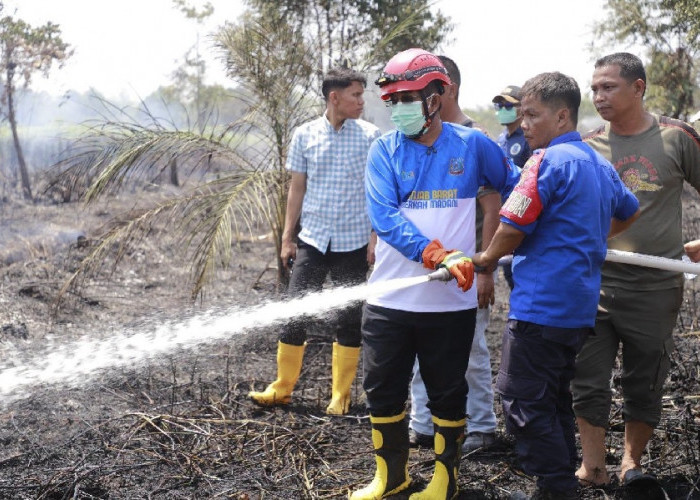 Bupati Anwar Sadat Turun Langsung Padamkan Karhutla di Kuala Indah, Tegaskan Warga Stop Bakar Lahan
