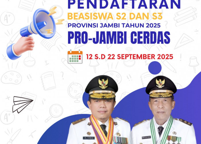 Beasiswa Mahasiswa S2 dan S3 Pemprov Jambi Dibuka Hingga 22 September 2025, Ini Persyaratannya