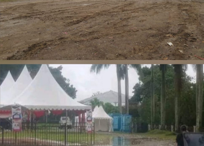 Arena MTQ Tingkat Provinsi Jambi di Sungai Penuh Becek dan Tergenang, Warga Minta Ditimbun Koral