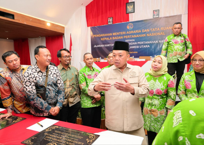 Menteri Nusron Sampaikan Soal Penguatan Sistem dan SDM di Hadapan Jajaran Kanwil BPN Provinsi Sulut